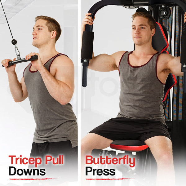 Proflex Home Gym Exercise Machine Fitness Equipment Weight Bench Press Set 148Lbs Weights Benches