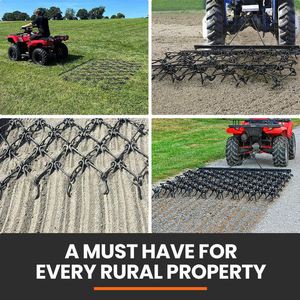 Plantcraft Tow Behind Drag Harrow Rake 1.4M Wide For Ride On Mower Lawntractor Pasture Paddock Lawn Mower Parts