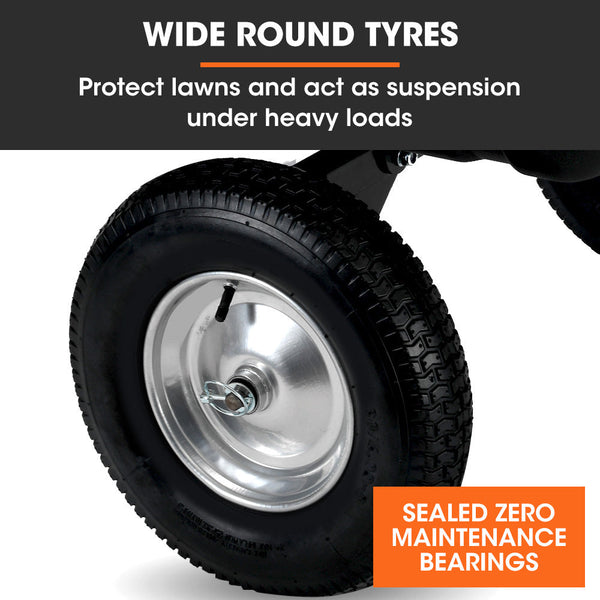 Plantcraft Poly Dump Cart 272Kg Load Heavy Duty Tipper Trailer 16 Inch Tyres For Ride On Lawn Mower Tractor Atv Quad Bike Wheelbarrows Carts Wagons