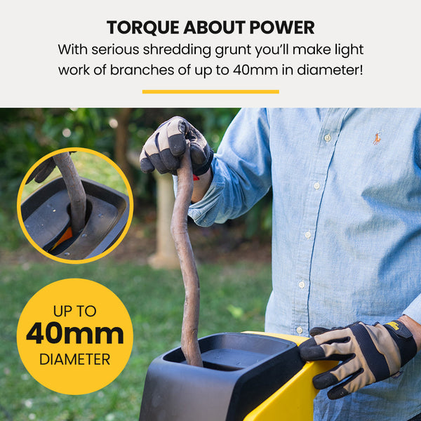 Michigan 2400W Electric Garden Mulcher Shredder Portable Wood Chipper Push Stick 40L Collection Bag Chippers Shredders Mulchers
