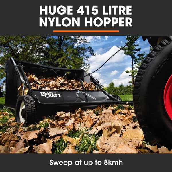 Plantcraft Lawn Sweeper 48" Wide Tow Behind Leaf And Grass Clipping Collector Universal Hitch For Ride On Mower Garden Tractor Lawn Mower Parts