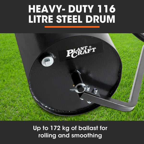 Plantcraft 48" 116L Tow Behind Lawn Roller Water Or Sand Filled For Grass Sod Seed And Unlevel Ground Lawn Mower Parts