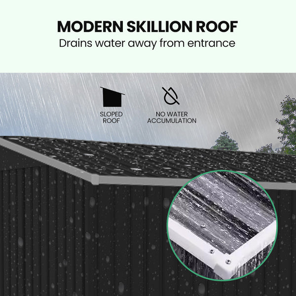 Plantcraft Galvanised Steel Garden Shed 2.38 X 1.31 1.82M With Sliding Doors Air Vents Skillion Roof Floor Frame Sheds Summerhouses Carports