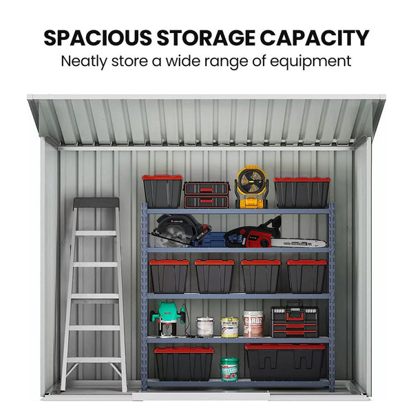 Plantcraft Galvanised Steel Garden Shed 2.38 X 1.31 1.82M With Sliding Doors Air Vents Skillion Roof Floor Frame Sheds Summerhouses Carports