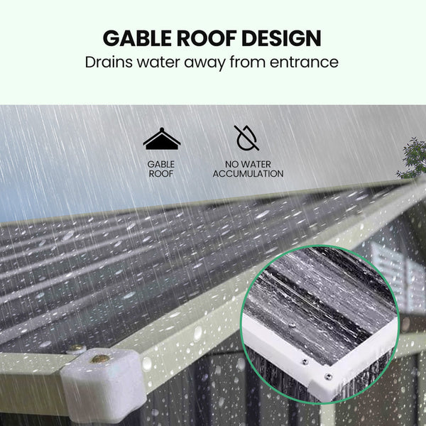 Plantcraft Galvanised Steel Garden Shed 2.58 X 3.13 2.02M With Sliding Doors 4 Air Vents Gable Roof Floor Frame Sheds Summerhouses Carports