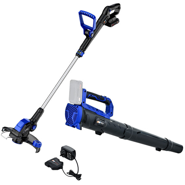 Powerblade 20V Leaf Blower & Line Trimmer / Edger Combo Kit With 4.0Ah Battery Fast Charger Leaf Blowers