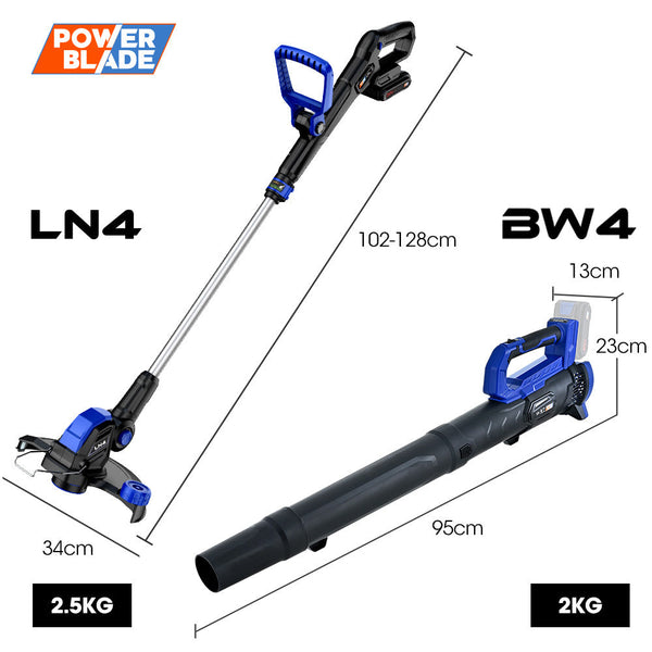 Powerblade 20V Leaf Blower & Line Trimmer / Edger Combo Kit With 4.0Ah Battery Fast Charger Leaf Blowers