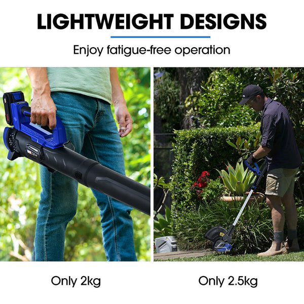 Powerblade 20V Leaf Blower & Line Trimmer / Edger Combo Kit With 4.0Ah Battery Fast Charger Leaf Blowers