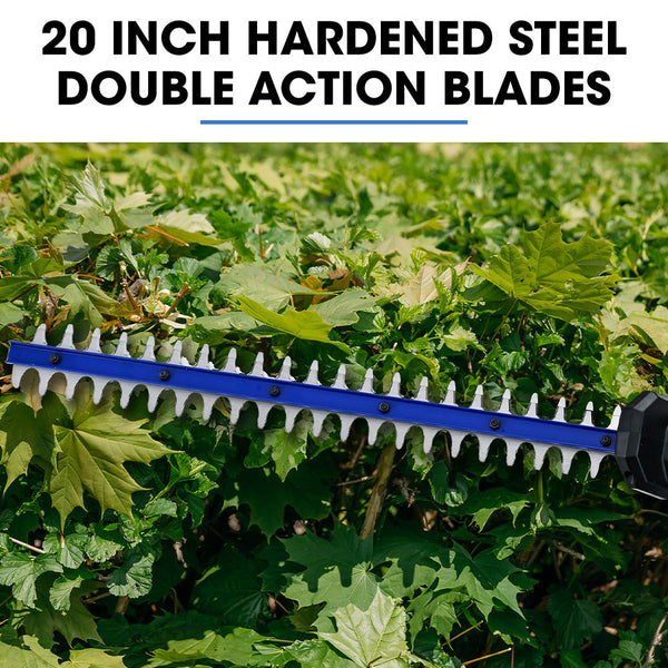Powerblade 20V Cordless Pole Saw & Hedge Trimmer Combo 8" Chainsaw Pruner 20" Hedger Telescopic Handle Battery And Fast Charger Kit Hedge Trimmers