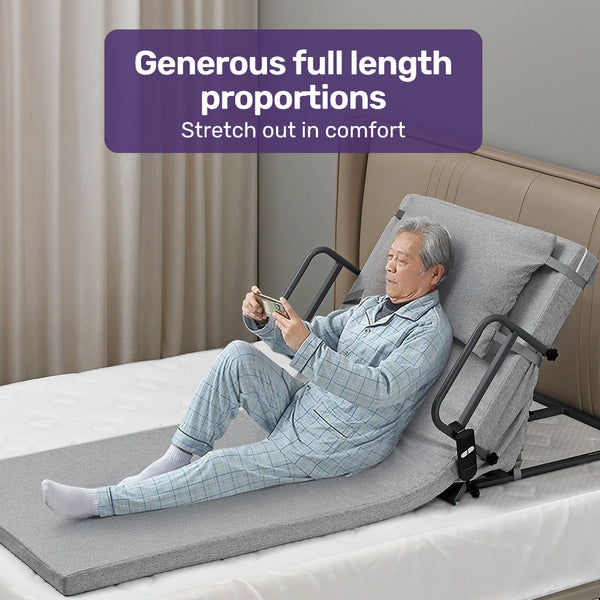 Equipmed Electric Adjustable Bed Backrest German Engineered Power Lifting Support With Remote Control Full Length Grey Electric Blankets