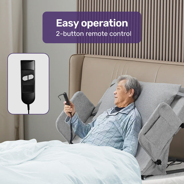 Equipmed Electric Adjustable Bed Backrest German Engineered Power Lifting Support With Remote Control Full Length Grey Electric Blankets