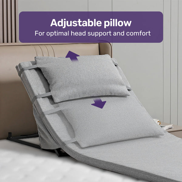 Equipmed Electric Adjustable Bed Backrest German Engineered Power Lifting Support With Remote Control Full Length Grey Electric Blankets