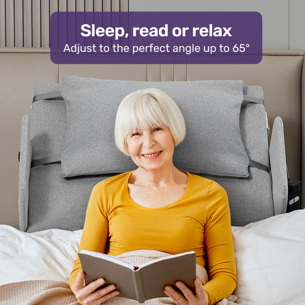 Equipmed Electric Adjustable Bed Backrest German Engineered Power Lifting Support With Remote Control Grey Electric Blankets