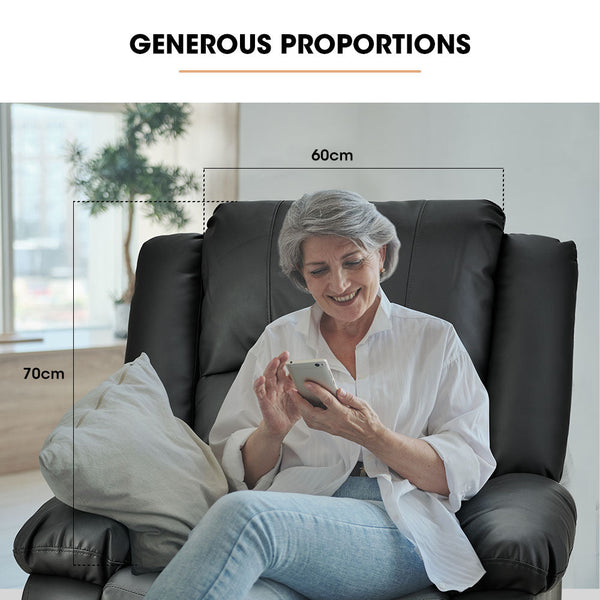 Luxury Recliner Lounge Chair Single Faux Leather Armchair For Home Theatre Cinema Elderly Black Sofas Armchairs & Couches