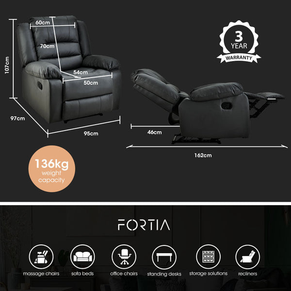 Luxury Recliner Lounge Chair Single Faux Leather Armchair For Home Theatre Cinema Elderly Black Sofas Armchairs & Couches