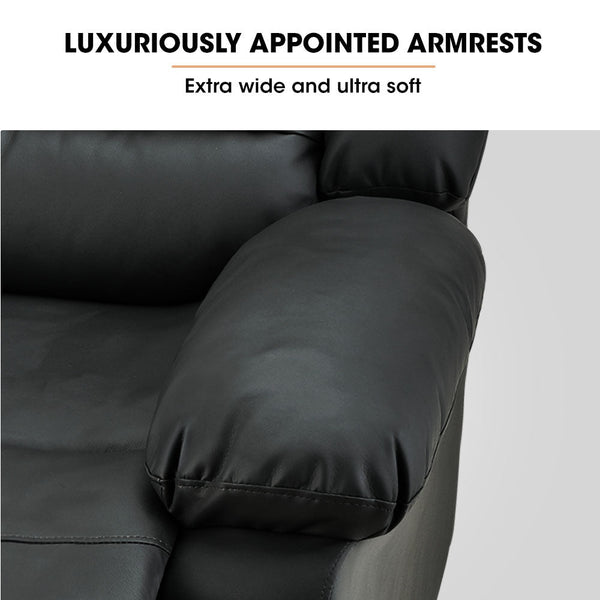 Luxury Recliner Lounge Chair Single Faux Leather Armchair For Home Theatre Cinema Elderly Black Sofas Armchairs & Couches
