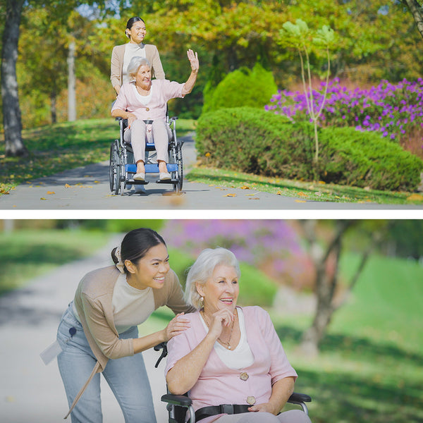 Equipmed Folding Aluminium Wheelchair 20" Wheels Park Brakes 100Kg Capacity Blue Wheelchairs