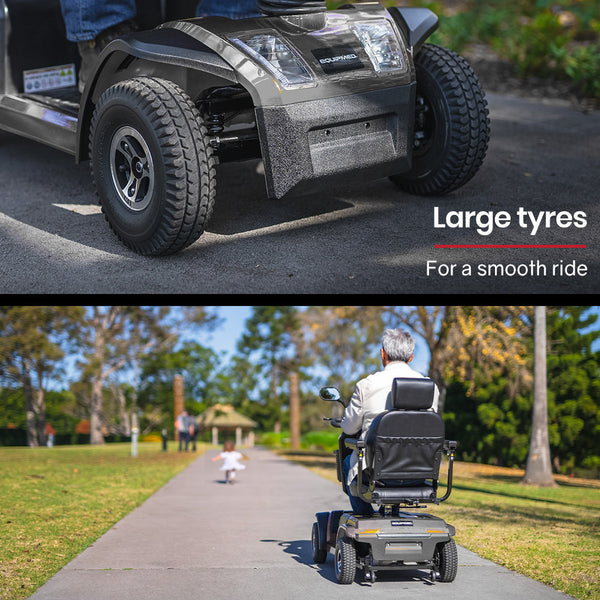 Equipmed Mobility Scooter Xxl Comfortable Size For All Riders 30Km Max Range 180Kg Capacity Grey Mobility Scooters