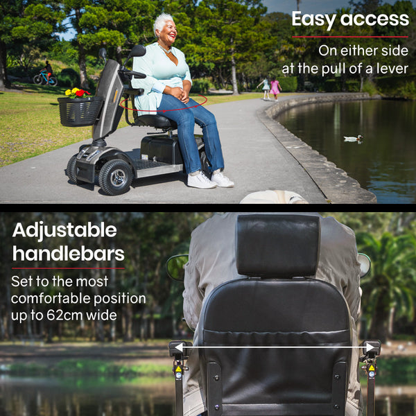 Equipmed Mobility Scooter Xxl Comfortable Size For All Riders 30Km Max Range 180Kg Capacity Grey Mobility Scooters