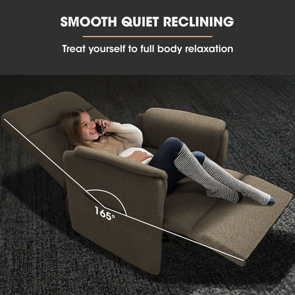 Fortia Electric Armchair Recliner Single Fabric Chair Beige Sofas Armchairs & Couches