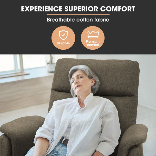 Fortia Electric Armchair Recliner Single Fabric Chair Beige Sofas Armchairs & Couches