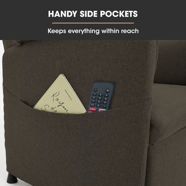 Fortia Electric Armchair Recliner Single Fabric Chair Beige Sofas Armchairs & Couches