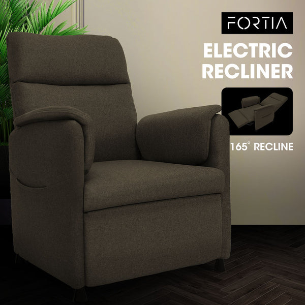 Fortia Electric Armchair Recliner Single Fabric Chair Beige Sofas Armchairs & Couches