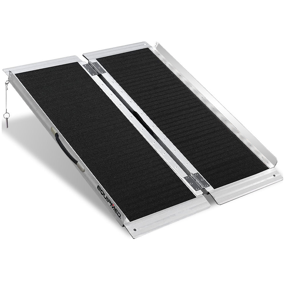 Equipmed 91Cm Portable Folding Aluminium Access Ramp 272Kg Rated Black Ultra Grip For Wheelchair Mobility Scooter Mobility Access Ramps