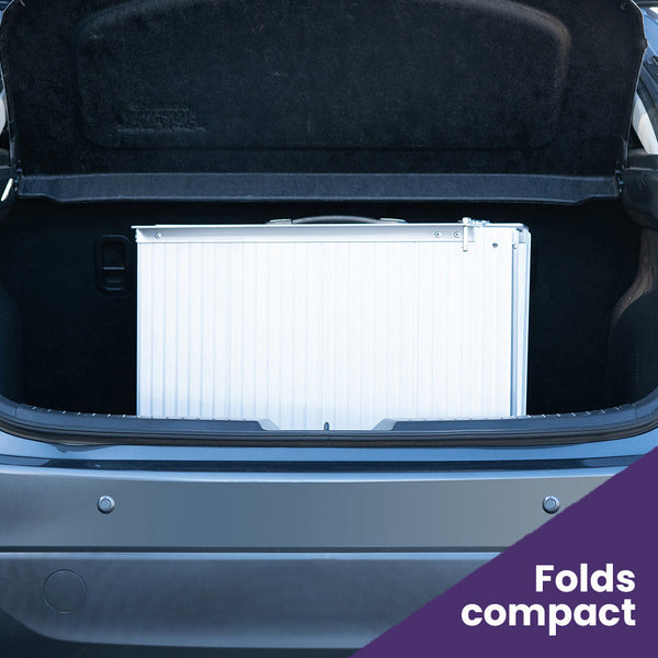 Equipmed 123Cm Portable Folding Aluminium Access Ramp 272Kg Rated Silver For Wheelchair Mobility Scooter Wheelchairs