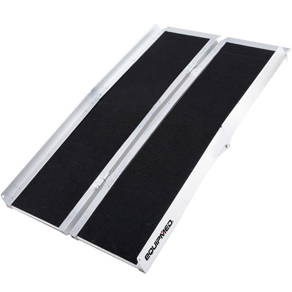 Equipmed 123Cm Portable Folding Aluminium Access Ramp 272Kg Rated Black Ultra Grip For Wheelchair Mobility Scooter Wheelchairs