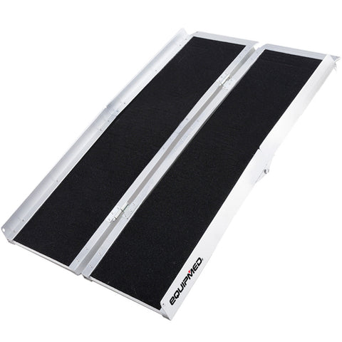 Equipmed 123Cm Portable Folding Aluminium Access Ramp 272Kg Rated Black Ultra Grip For Wheelchair Mobility Scooter Wheelchairs