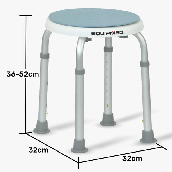 Equipmed Shower Chair Bath Stool With 360 Degree Swivel Rotating Seat For Elderly White/Blue Commodes & Shower Chairs