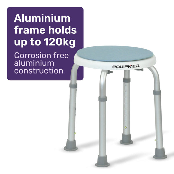 Equipmed Shower Chair Bath Stool With 360 Degree Swivel Rotating Seat For Elderly White/Blue Commodes & Shower Chairs