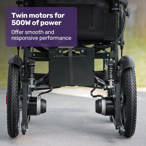 Equipmed Electric Folding Wheelchair Wide Bariatric Chair Seat Comfortable For Xl Long Range Lithium Battery Black Wheelchairs