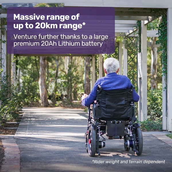 Equipmed Electric Folding Wheelchair Wide Bariatric Chair Seat Comfortable For Xl Long Range Lithium Battery Black Wheelchairs