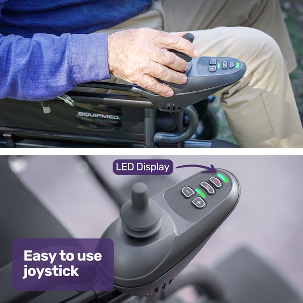 Equipmed Electric Folding Wheelchair Wide Bariatric Chair Seat Comfortable For Xl Long Range Lithium Battery Black Wheelchairs