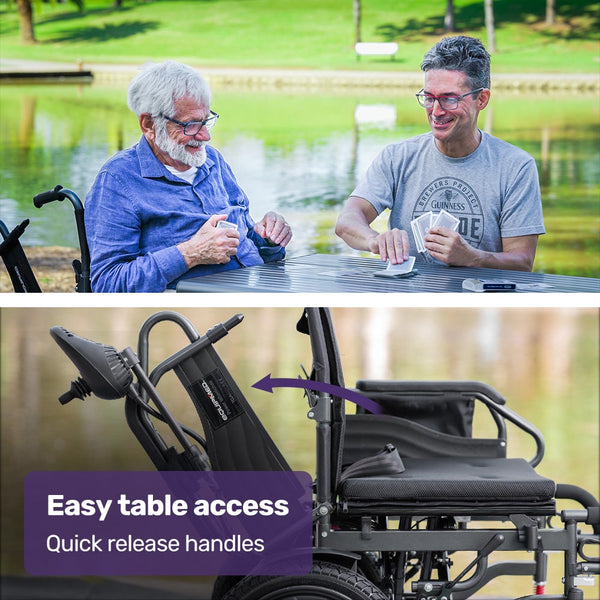 Equipmed Electric Folding Wheelchair Wide Bariatric Chair Seat Comfortable For Xl Long Range Lithium Battery Black Wheelchairs