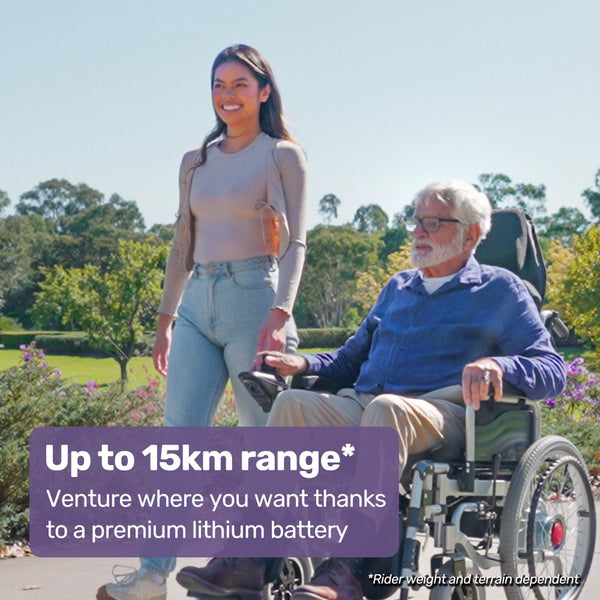 Equipmed Power Electric Wheelchair Xl Wide Bariatric Chair Seat Long Range Airline Recline Adjustment Lithium Battery 22" Wheels Headrest Black Wheelc