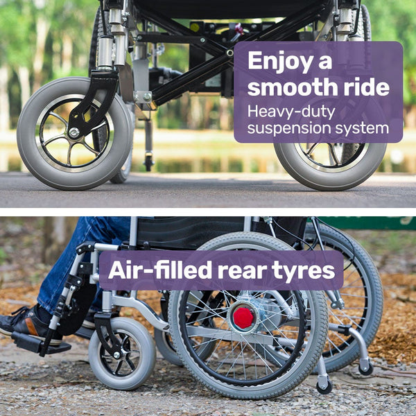 Equipmed Power Electric Wheelchair Xl Wide Bariatric Chair Seat Long Range Airline Recline Adjustment Lithium Battery 22" Wheels Headrest Black Wheelc