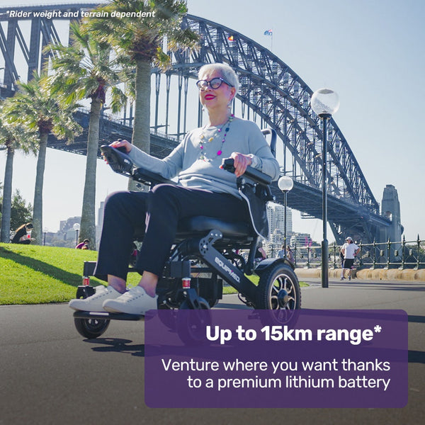 Equipmed Electric Folding Wheelchair Long Range Airline Approved Aluminium Frame Lithium Battery Black Wheelchairs