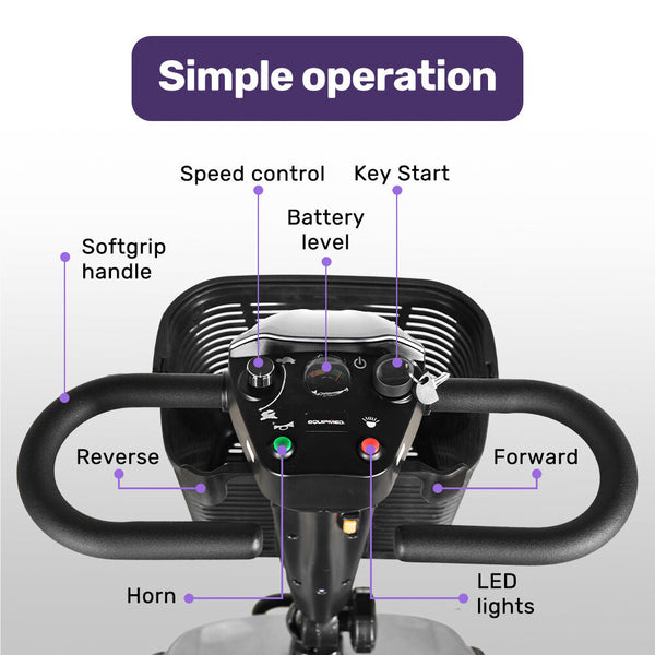 Equipmed Freelite+ Mid Sized Foldable Electric Mobility Scooter Grey Mobility Scooters