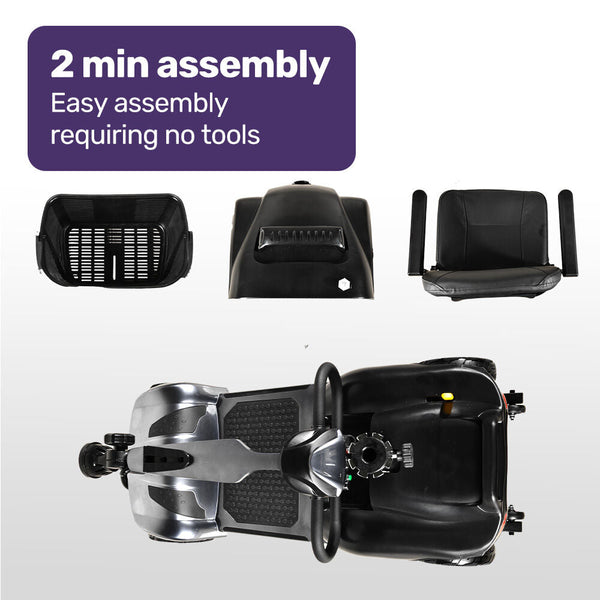 Equipmed Freelite+ Mid Sized Foldable Electric Mobility Scooter Grey Mobility Scooters