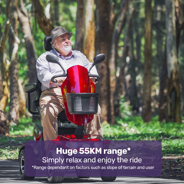 Equipmed Prorider Ultra Large Sized High Power Strong Climber Varied Terrain 200Kg Capacity Mobility Scooter Red Mobility Scooters