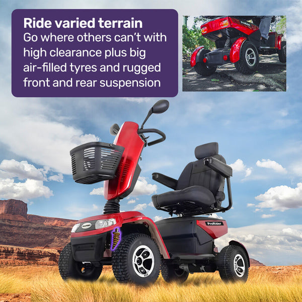 Equipmed Prorider Ultra Large Sized High Power Strong Climber Varied Terrain 200Kg Capacity Mobility Scooter Red Mobility Scooters