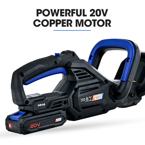 Powerblade Hh4 20V Cordless Electric Hedge Trimmer Kit With Lithium Battery And Fast Charger Hedge Trimmers