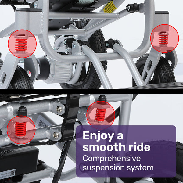 Equipmed Ultra Light Power Wheelchair Tight Turning Airline Approved Artg Certified Aluminium Frame Lithium Battery Brown Wheelchairs