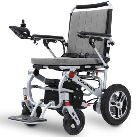 Equipmed Ultra Light Power Wheelchair Tight Turning Airline Approved Folding Artg Certified Aluminium Frame Lithium Battery Grey Wheelchairs