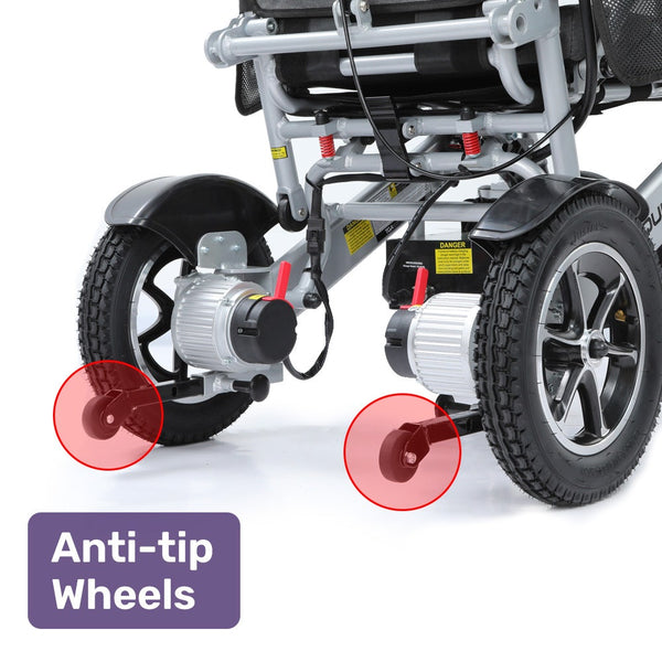 Equipmed Power Electric Wheelchair Folding Airline Recline Adjustment Headrest Aluminium Frame Lithium Battery Wheelchairs