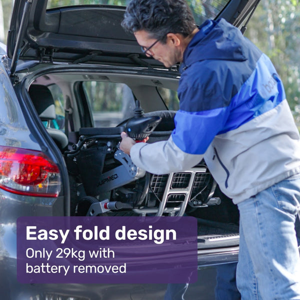 Equipmed Power Electric Wheelchair Folding Airline Recline Adjustment Headrest Aluminium Frame Lithium Battery Wheelchairs