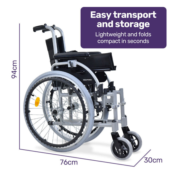 Equipmed Kids Premium Paediatric Wheelchair Lightweight Aluminium 22" Wheels 75Kg Rated Green Wheelchairs